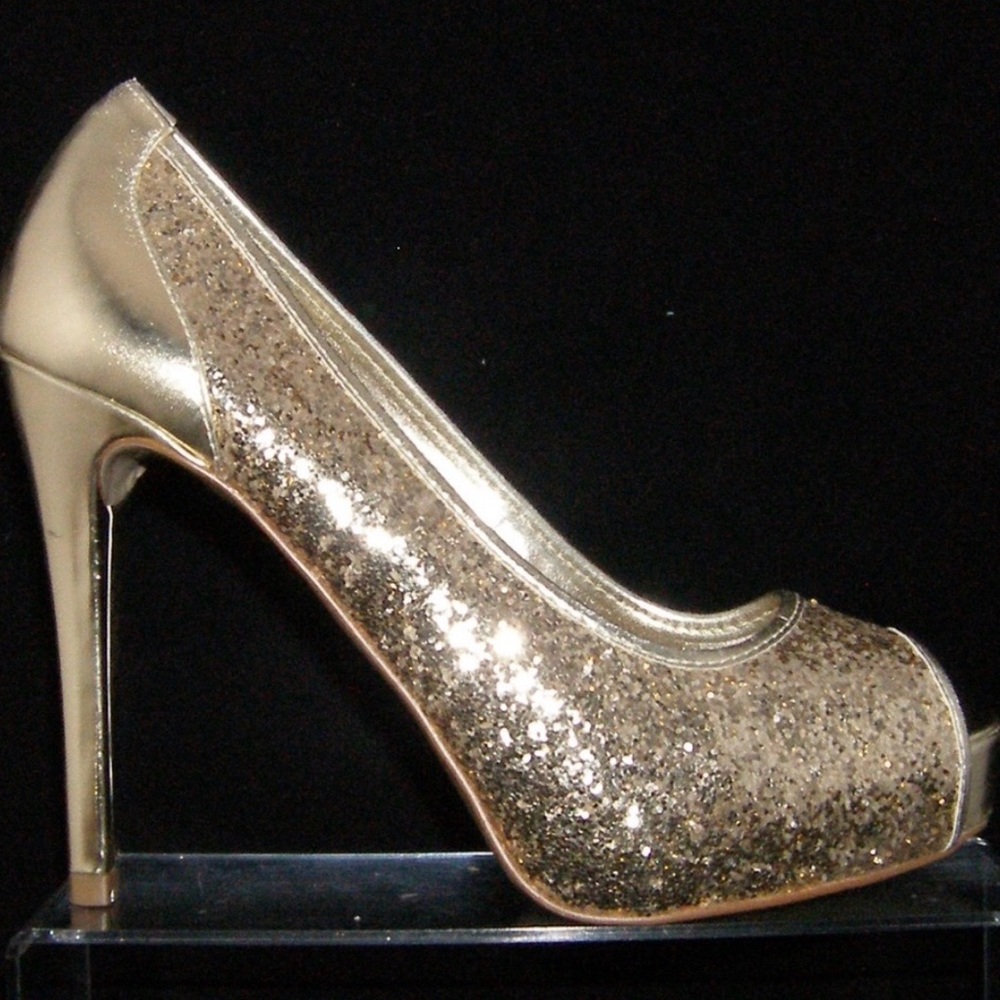 G by Guess Gold Glitter Heels for Special Occasions